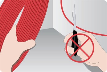 Нагревательный кабель запрещается укорачивать, удлинять или подвергать механическому напряжению и растяжению. Необходимо предохранять изоляцию кабеля от повреждений.